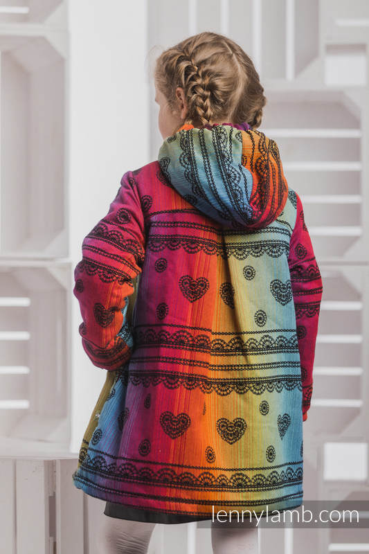 Mantel für  Mädchen - Größe 110 - RAINBOW LACE DARK und Schwarz #babywearing
