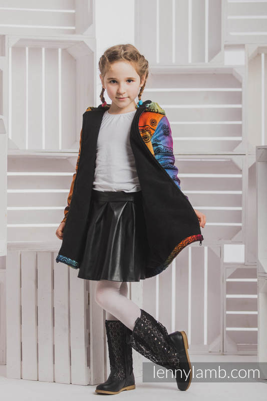 Girls Coat - size 104 - RAINBOW LACE DARK with Black #babywearing