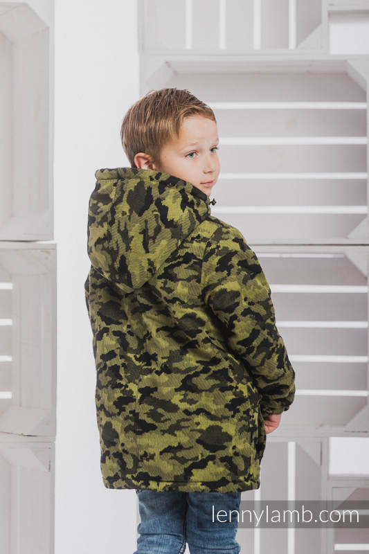 Boys Coat - size 128 - GREEN CAMO with Black #babywearing