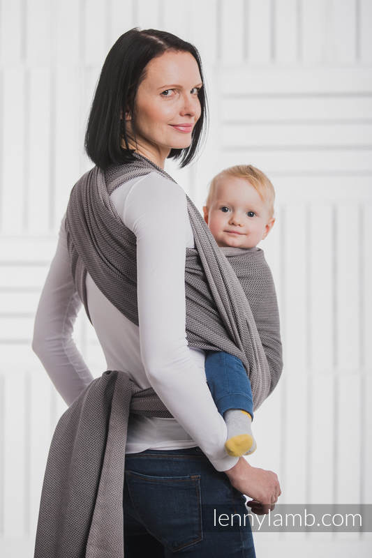 Fular, tejido Herringbone (100% algodón) - LITTLE HERRINGBONE NEGRO - talla XS #babywearing