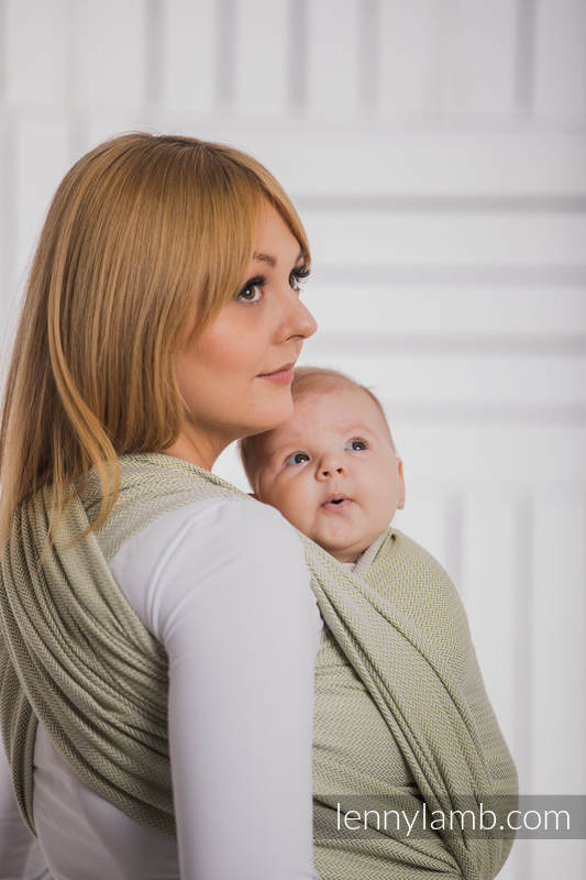Baby Wrap, Herringbone Weave (100% cotton) - LITTLE HERRINGBONE OLIVE GREEN - size S #babywearing