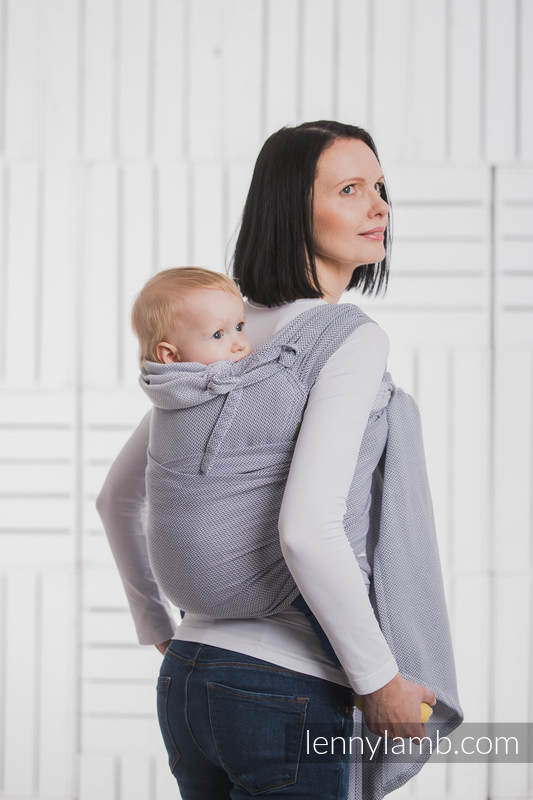 WRAP-TAI Tragehilfe Toddler mit Kapuze/ Fischgrätmuster / 100% Baumwolle / LITTLE HERRINGBONE GRAU  #babywearing