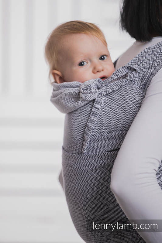 WRAP-TAI portabebé Toddler con capucha/ tejido espiga/100% algodón/ LITTLE HERRINGBONE GRIS  #babywearing