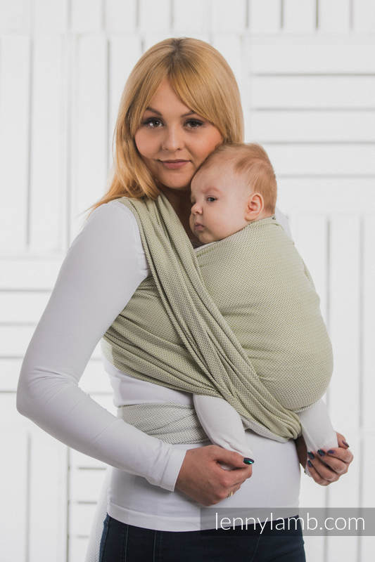Baby Wrap, Herringbone Weave (100% cotton) - LITTLE HERRINGBONE OLIVE GREEN - size XS #babywearing