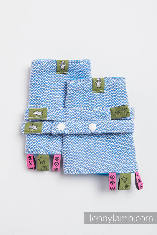 Drool Pads & Reach Straps Set, (60% cotton, 40% polyester) - LITTLE HERRINGBONE BLUE  #babywearing