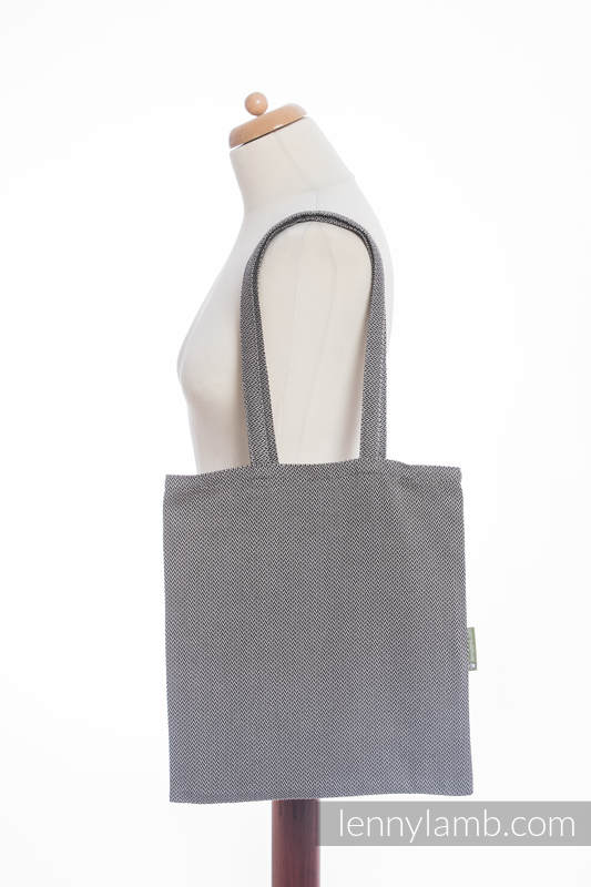 Einkaufstasche, hergestellt vom gewebten Stoff (100% Baumwolle) - LITTLE HERRINGBONE SCHWARZ (grad B) #babywearing