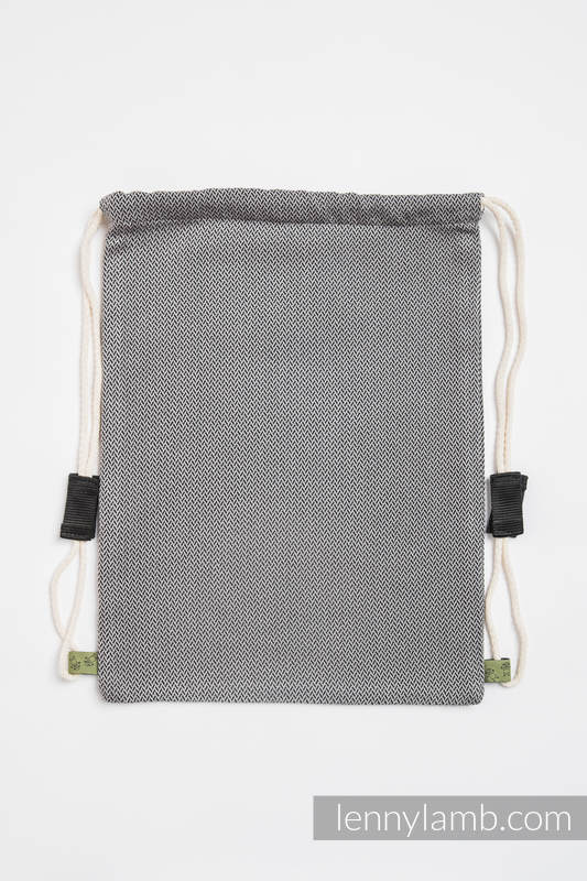 Mochila portaobjetos hecha de tejido de fular (100% algodón) - LITTLE HERRINGBONE NEGRO - talla estándar 32cmx43cm (grado B) #babywearing
