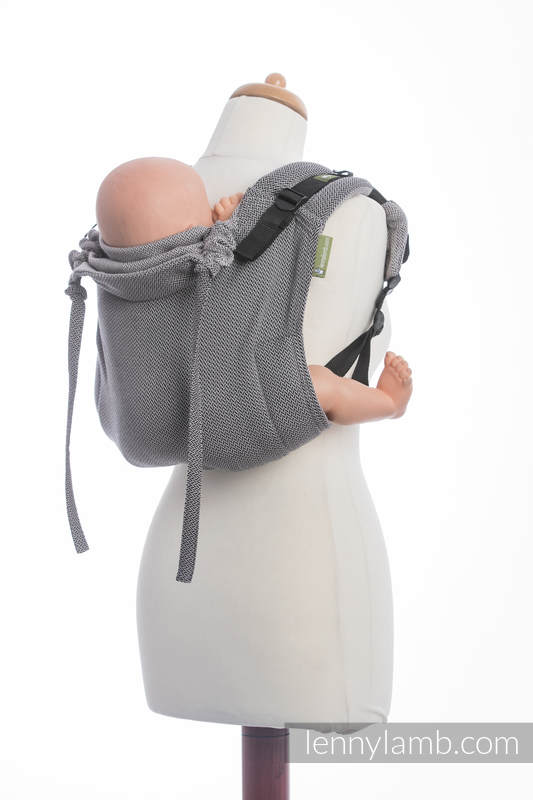 Lenny Buckle Onbuhimo baby carrier, standard size, herringbone weave (100% cotton) - LITTLE HERRINGBONE BLACK    #babywearing