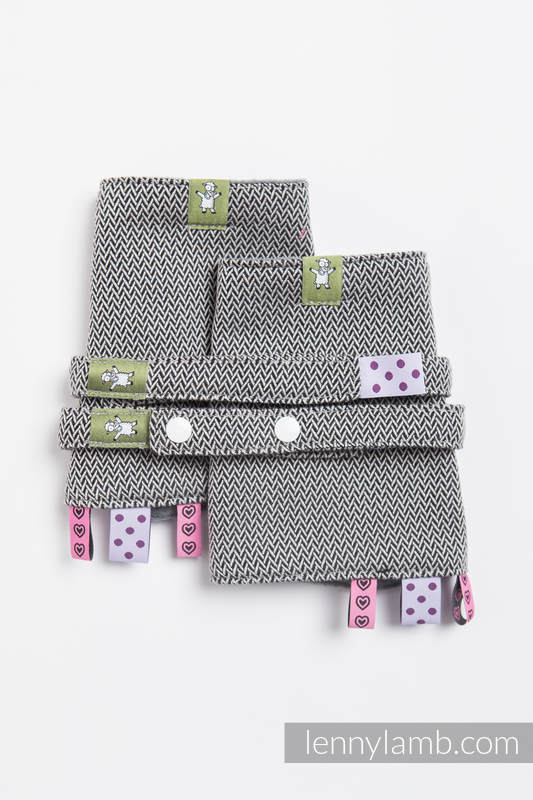Drool Pads & Reach Straps Set, (60% cotton, 40% polyester) - LITTLE HERRINGBONE BLACK  #babywearing