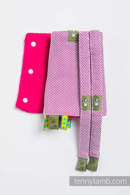 Drool Pads & Reach Straps Set, (60% cotton, 40% polyester) - LITTLE HERRINGBONE PURPLE   #babywearing