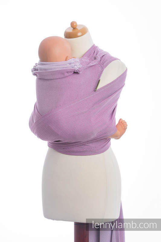 Nosidełko dla dzieci WRAP-TAI MINI, 100% bawełna, splot jodełkowy, z kapturkiem, MAŁA JODEŁKA PURPUROWA  #babywearing