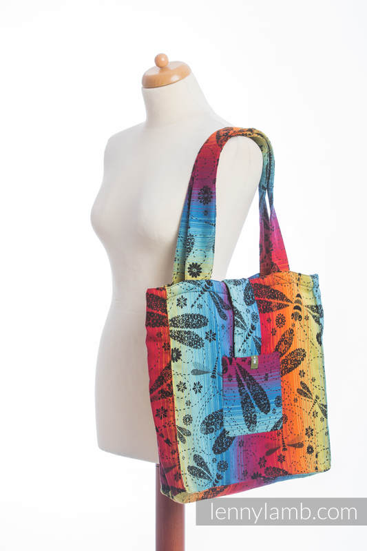 Shoulder bag made of wrap fabric (100% cotton) - DRAGONFLY RAINBOW DARK - standard size 37cmx37cm #babywearing