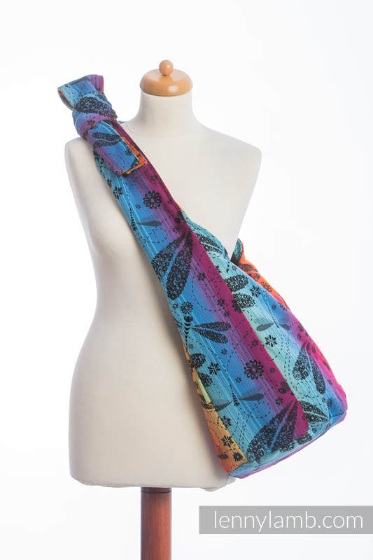 Hobo Tasche, hergestellt vom gewebten Stoff (100% Baumwolle) - DRAGONFLY RAINBOW DARK  #babywearing