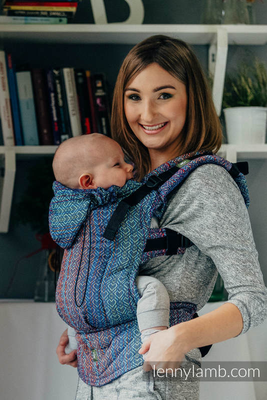 Ergonomic Carrier, Toddler Size, jacquard weave 100% cotton - BIG LOVE - SAPPHIRE  - Second Generation #babywearing