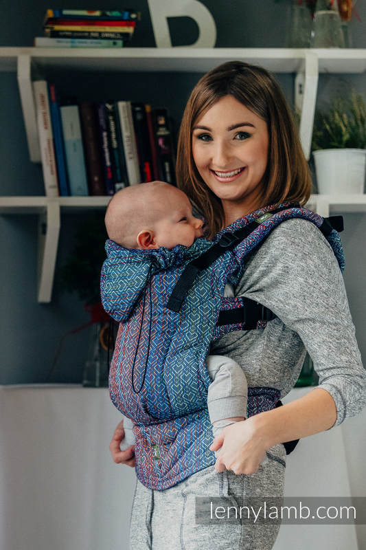 Ergonomic Carrier, Baby Size, jacquard weave 100% cotton - BIG LOVE - SAPPHIRE - Second Generation #babywearing