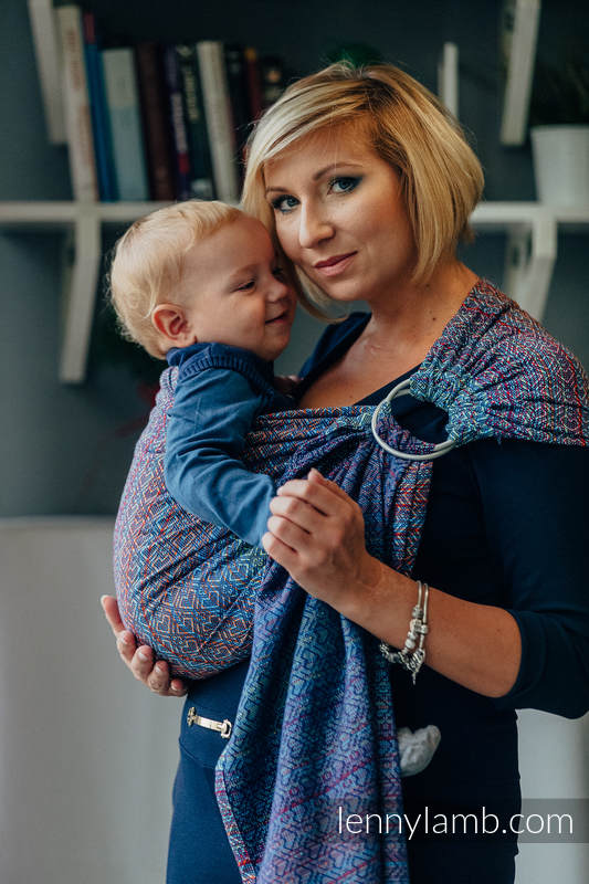 Sling, jacquard (100 % coton) - avec épaule sans plis - BIG LOVE SAPPHIRE - standard 1.8m #babywearing