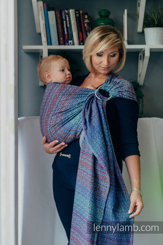 Sling, jacquard (100 % coton) - avec épaule sans plis - BIG LOVE SAPPHIRE - standard 1.8m #babywearing