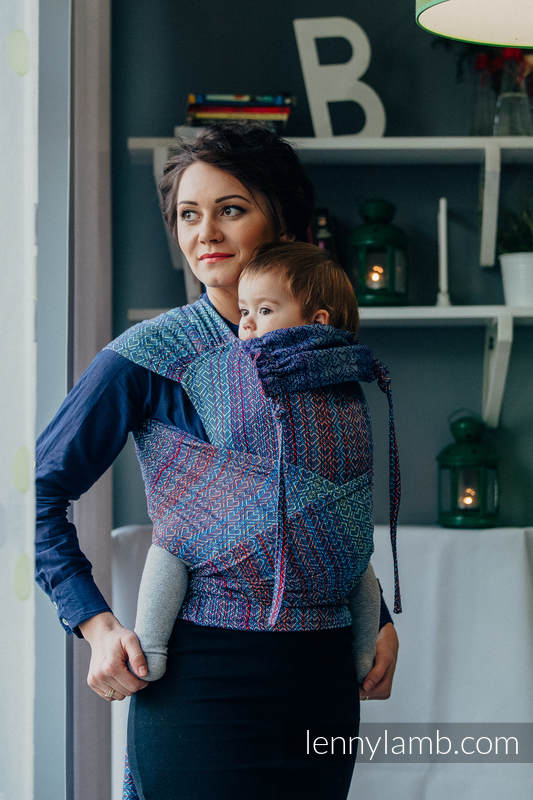 WRAP-TAI carrier Toddler with hood/ jacquard twill / 100% cotton / BIG LOVE - SAPPHIRE  #babywearing