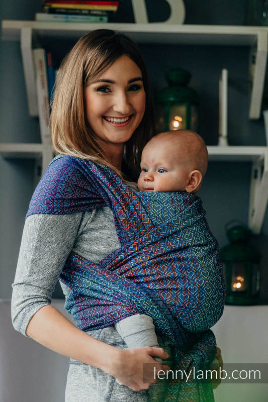 Baby Wrap, Jacquard Weave (100% cotton) - BIG LOVE - SAPPHIRE - size S #babywearing