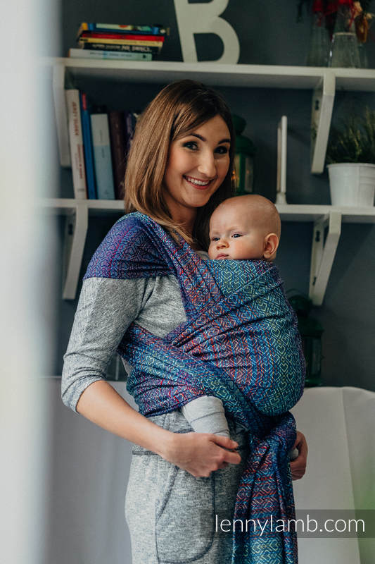 Baby Wrap, Jacquard Weave (100% cotton) - BIG LOVE - SAPPHIRE - size M #babywearing