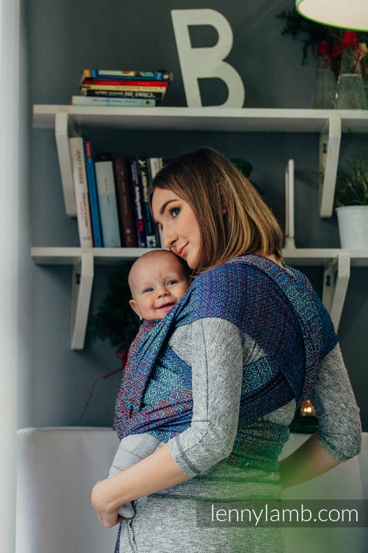 Baby Wrap, Jacquard Weave (100% cotton) - BIG LOVE - SAPPHIRE - size XL #babywearing