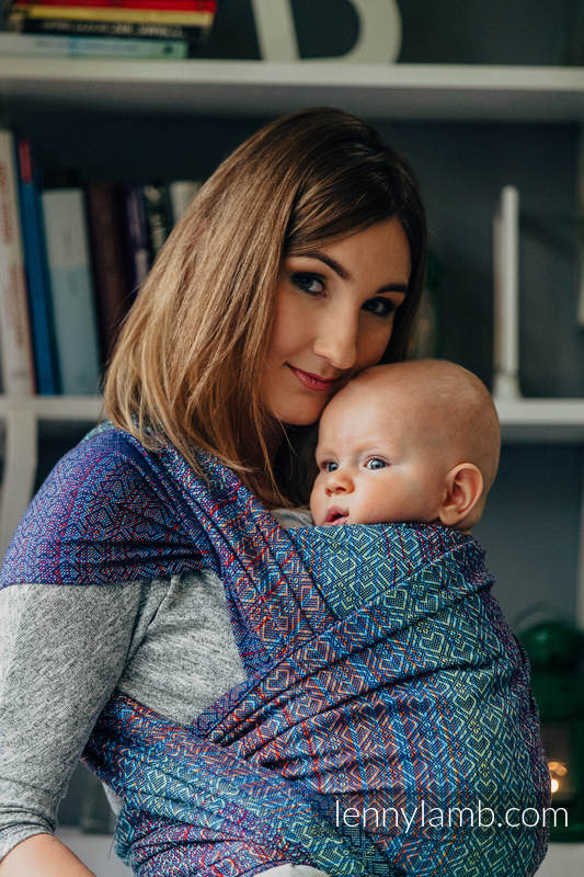 Baby Wrap, Jacquard Weave (100% cotton) - BIG LOVE - SAPPHIRE - size L #babywearing