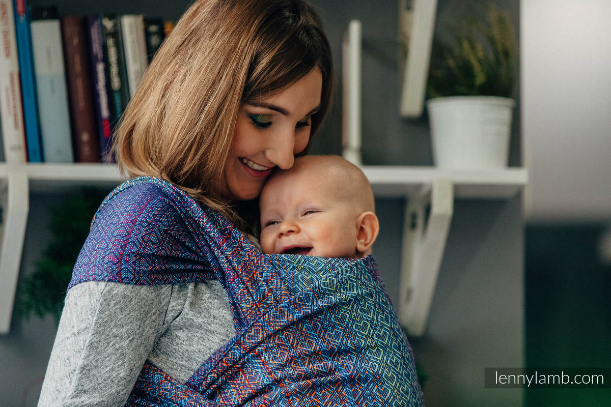 Baby Wrap, Jacquard Weave (100% cotton) - BIG LOVE - SAPPHIRE - size XS #babywearing