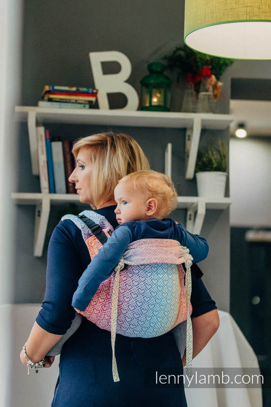 Lenny Buckle Onbuhimo baby carrier, toddler size, jacquard weave (100% cotton) - BIG LOVE - RAINBOW #babywearing