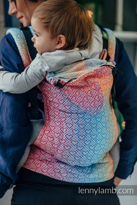 Ergonomic Carrier, Toddler Size, jacquard weave 100% cotton - BIG LOVE - RAINBOW - Second Generation #babywearing