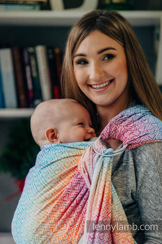 Ringsling, Jacquard Weave (100% cotton), with gathered shoulder - BIG LOVE RAINBOW - standard 1.8m #babywearing