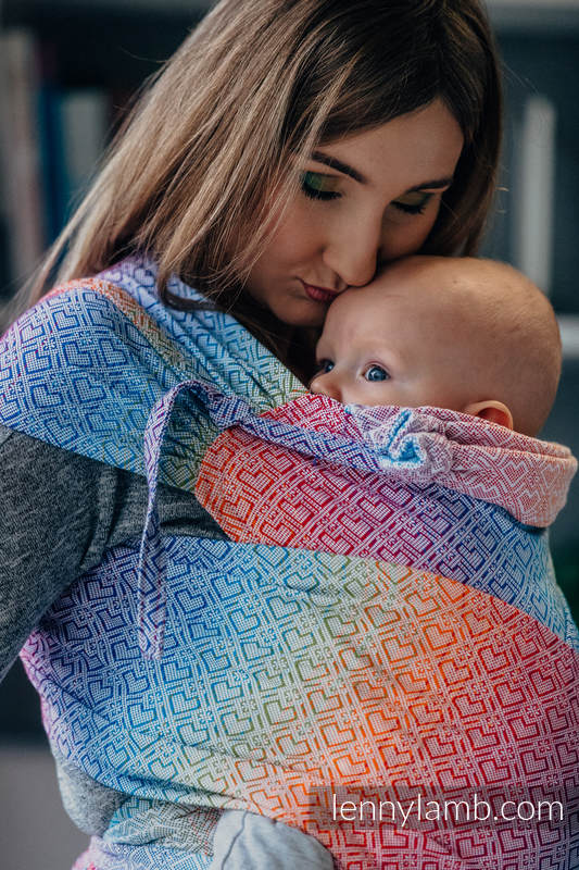WRAP-TAI toddler avec capuche, jacquard/ 100 % coton / BIG LOVE - RAINBOW  #babywearing