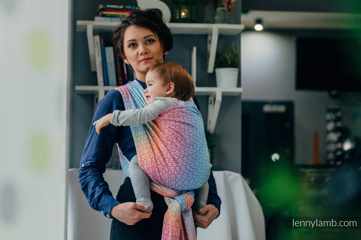 Żakardowa chusta do noszenia dzieci, bawełna - BIG LOVE - TĘCZA - rozmiar L (drugi gatunek) #babywearing