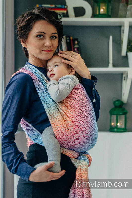 Żakardowa chusta do noszenia dzieci, bawełna - BIG LOVE - TĘCZA - rozmiar L #babywearing