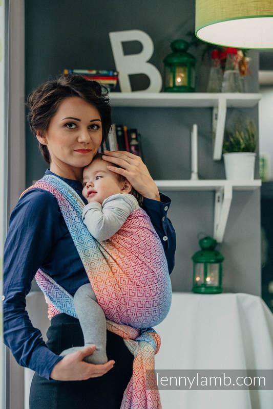 Żakardowa chusta do noszenia dzieci, bawełna - BIG LOVE - TĘCZA - rozmiar XL #babywearing