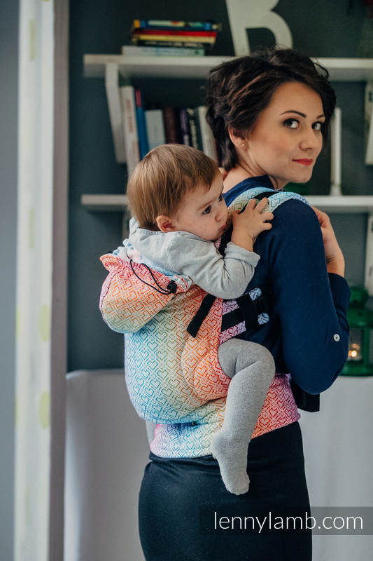 Nosidełko Ergonomiczne z tkaniny żakardowej 100% bawełna , Baby Size, BIG LOVE - TĘCZA - Druga Generacja #babywearing
