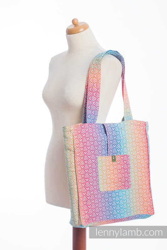 Schultertasche, hergestellt vom gewebten Stoff (100% Baumwolle) - BIG LOVE - RAINBOW  #babywearing