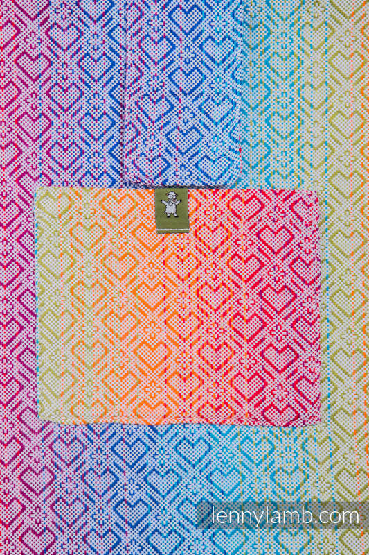 Bolso hecho de tejido de fular (100% algodón) - BIG LOVE RAINBOW - talla estándar 37 cm x 37 cm #babywearing