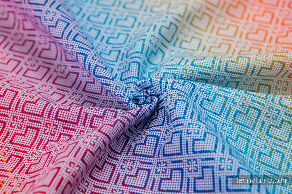 Fular, tejido jacquard (100% algodón) - BIG LOVE RAINBOW - talla XS #babywearing