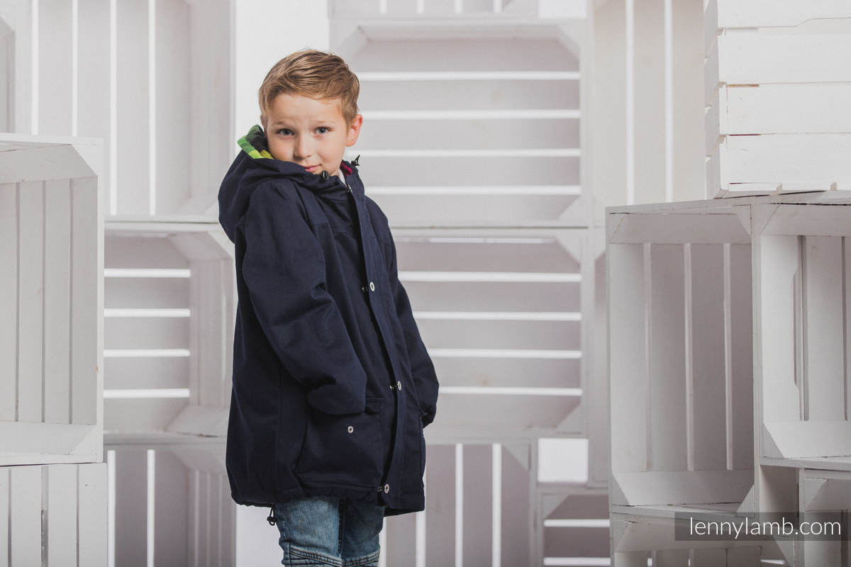 Parka Jacke für Kinder - Größe 116 - Dunkel Blau und Diamond Plaid #babywearing