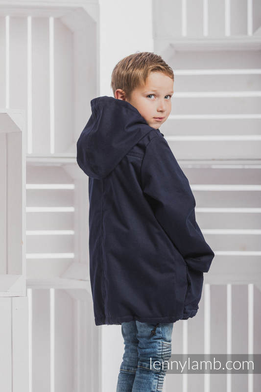 Parka Coat for Kids - size 122 - Navy Blue & Diamond Plaid #babywearing