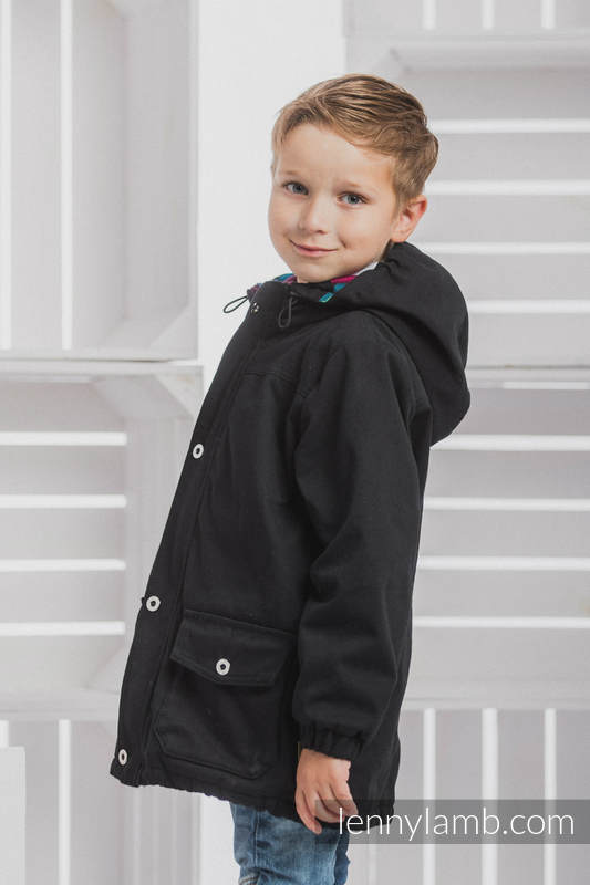 Parka Coat for Kids - size 122 - Black & Diamond Plaid #babywearing