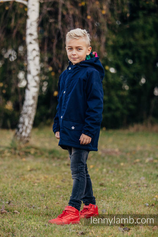 Parka Coat for Kids - size 128 - Navy Blue & Diamond Plaid #babywearing