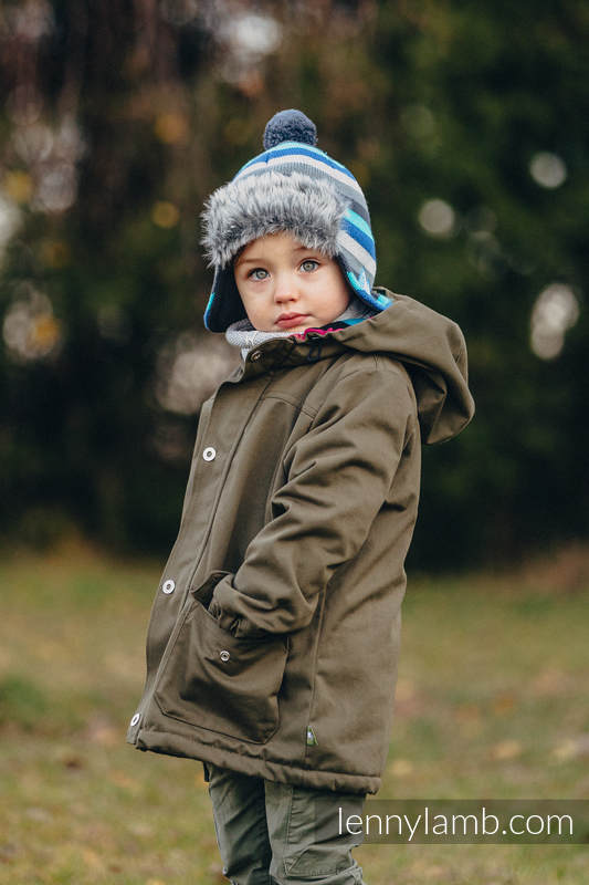 Parka Jacke für Kinder - Größe 116 - Khaki und Diamond Plaid #babywearing