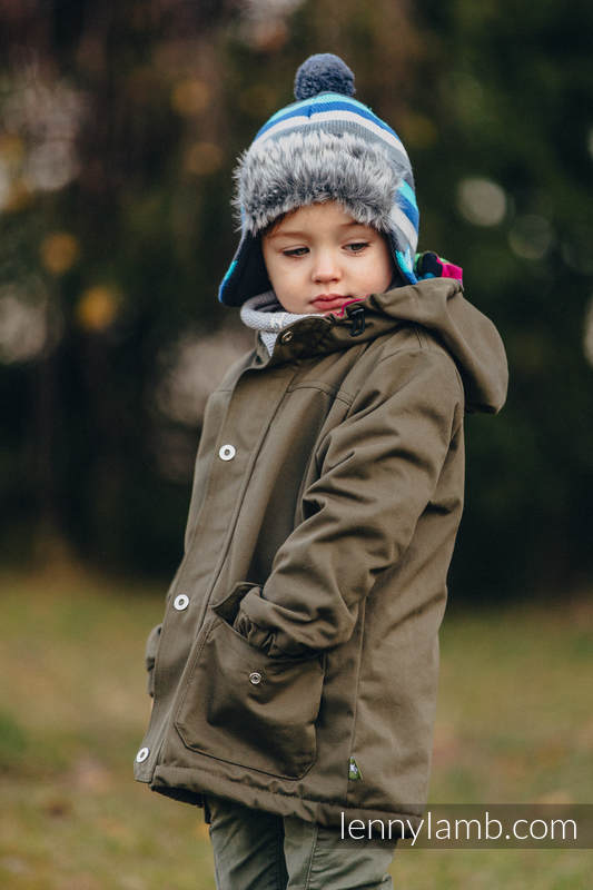 Parka Jacke für Kinder - Größe 104 - Khaki und Diamond Plaid #babywearing