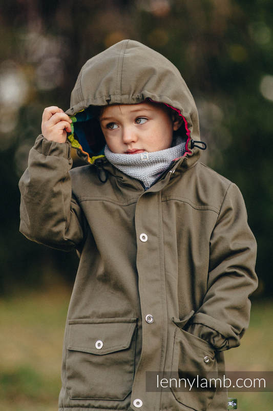 Parka Jacke für Kinder - Größe 104 - Khaki und Diamond Plaid #babywearing