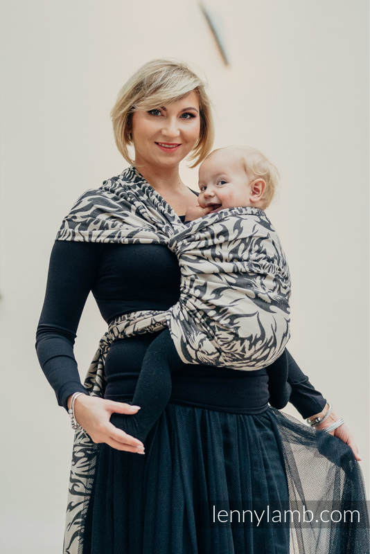 Żakardowa chusta do noszenia dzieci, bawełna - TYGRYS CZARNY Z BEŻEM 2.0 - rozmiar XS #babywearing