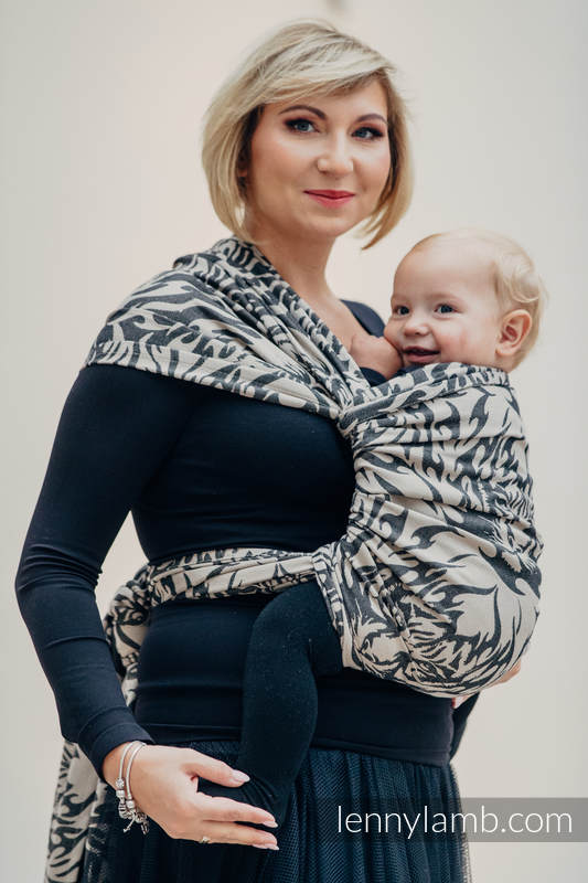Żakardowa chusta do noszenia dzieci, bawełna - TYGRYS CZARNY Z BEŻEM 2.0 - rozmiar M #babywearing