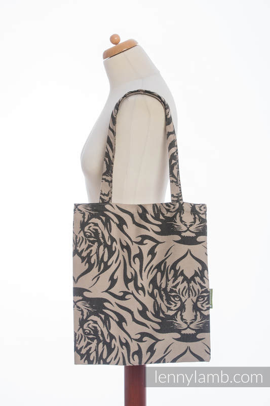 Einkaufstasche, hergestellt aus gewebtem Stoff (100% Baumwolle) - TIGER SCHWARZ & BEIGE 2.0 #babywearing