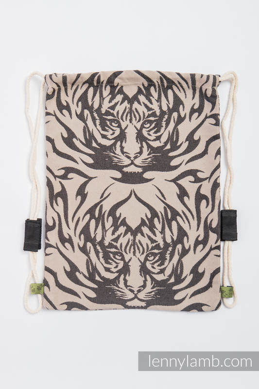 Plecak/worek - 100% bawełna - TYGRYS CZARNY Z BEŻEM 2.0 - uniwersalny rozmiar 32cmx43cm #babywearing