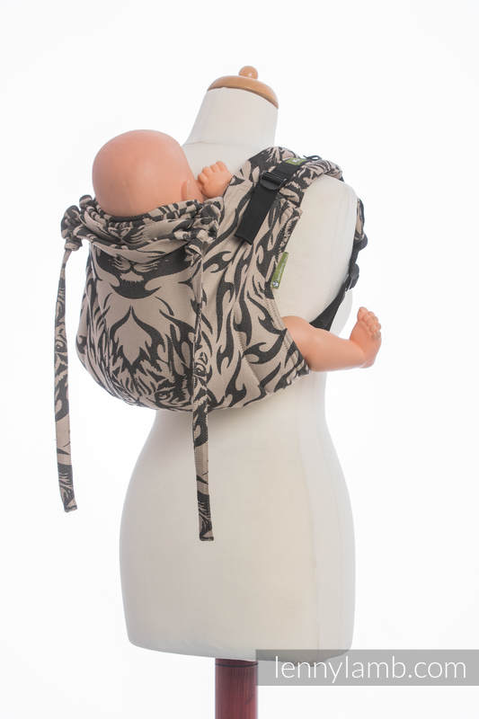 Lenny Buckle Onbuhimo baby carrier, standard size, jacquard weave (100% cotton) - TIGER BLACK & BEIGE 2.0 #babywearing